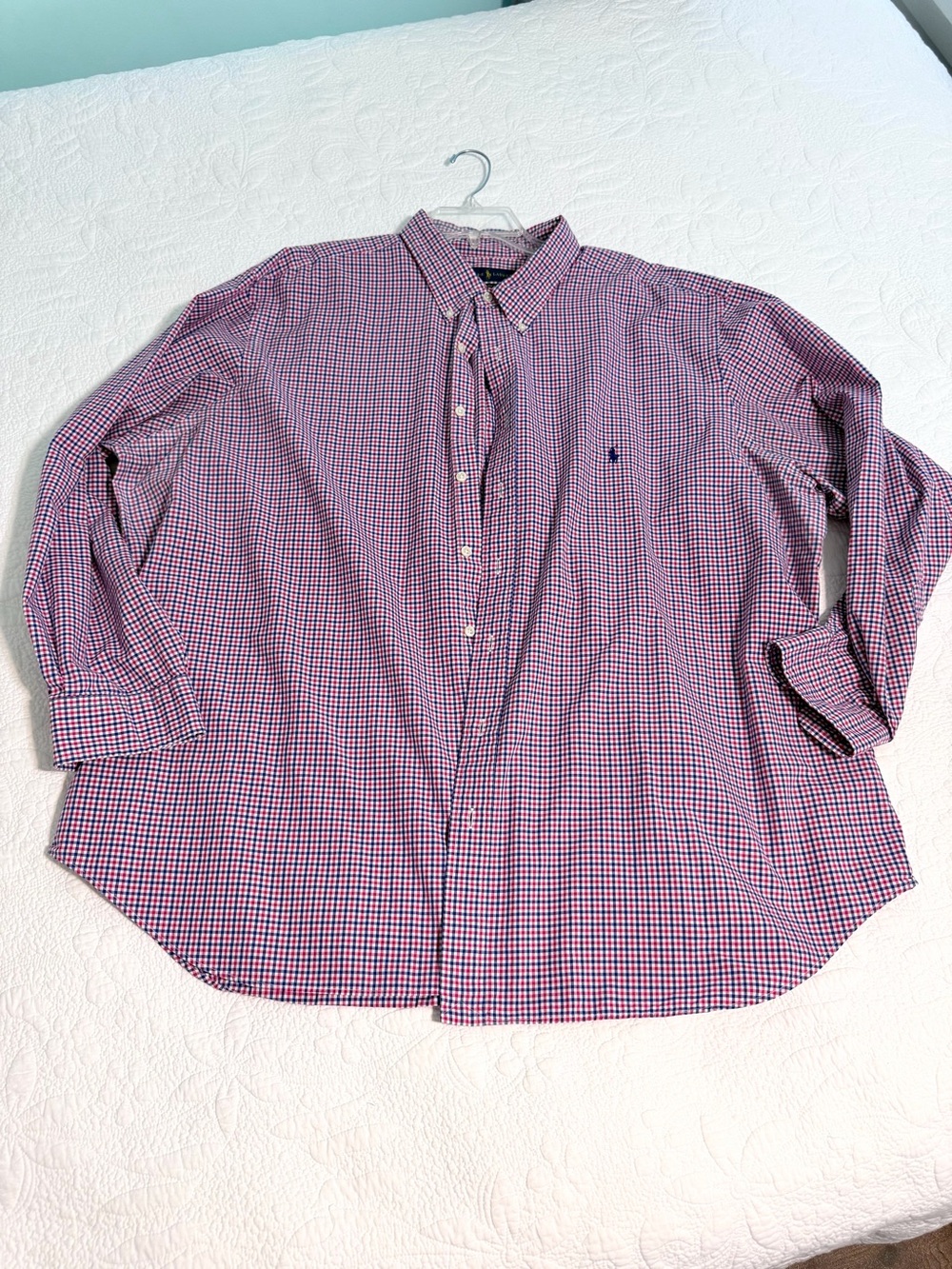 Ralph Lauren Shirt Mens 3XB Red Navy Plaid Checks Button Down Pony Logo 3XL